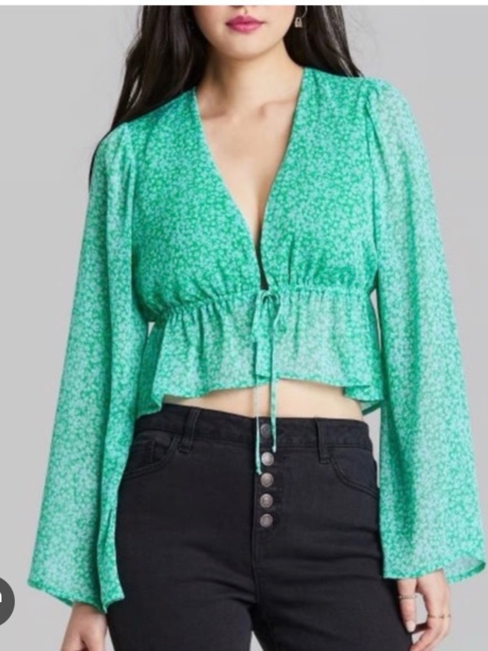 Wild Fable Floral Bell Sleeve Blouse